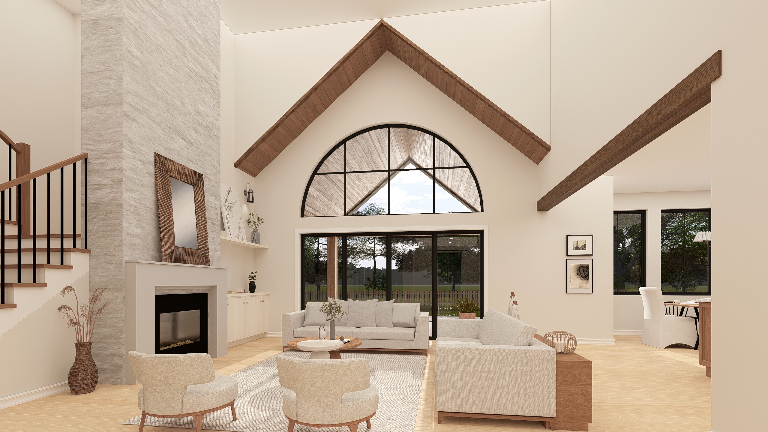 Living room with fireplace